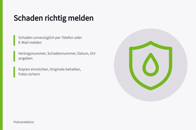 Checkliste zur Schadenmeldung mit Pflichtangaben, Fristen und Belegen. Checkliste für die Schadenmeldung an den Versicherer