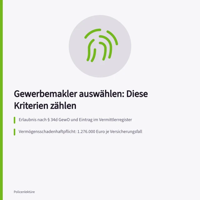 Karte zu Kriterien für die Auswahl eines Gewerbemaklers. Gewerbemakler auswählen: Kriterien für die Maklerauswahl