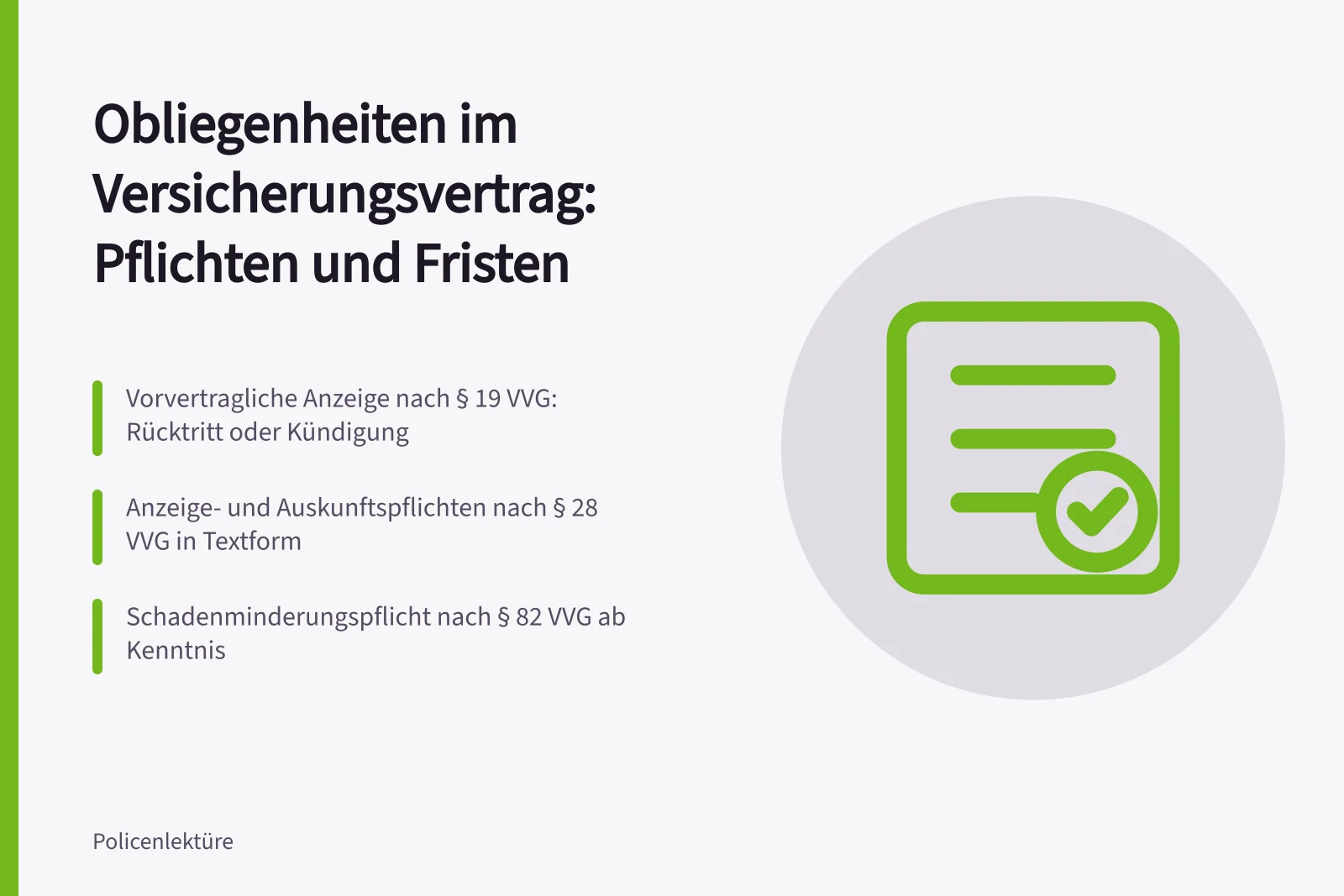 Karte zu Obliegenheiten, Fristen und Rechtsfolgen im Versicherungsvertrag