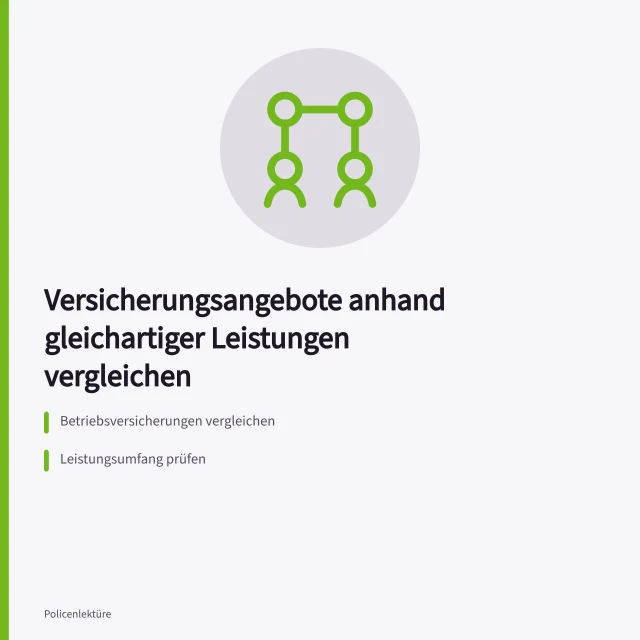 Vergleich von betrieblichen Versicherungsangeboten anhand gleichartiger Leistungen. Versicherungsangebote anhand gleichartiger Leistungen vergleichen